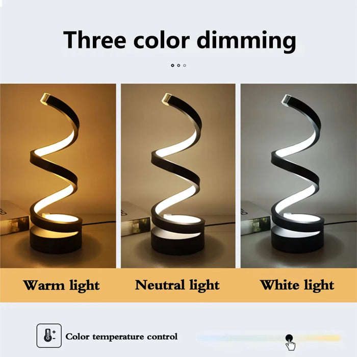 Table Lamp – Modern LED Spiral with 3-Color Dimming - Samanta Factory