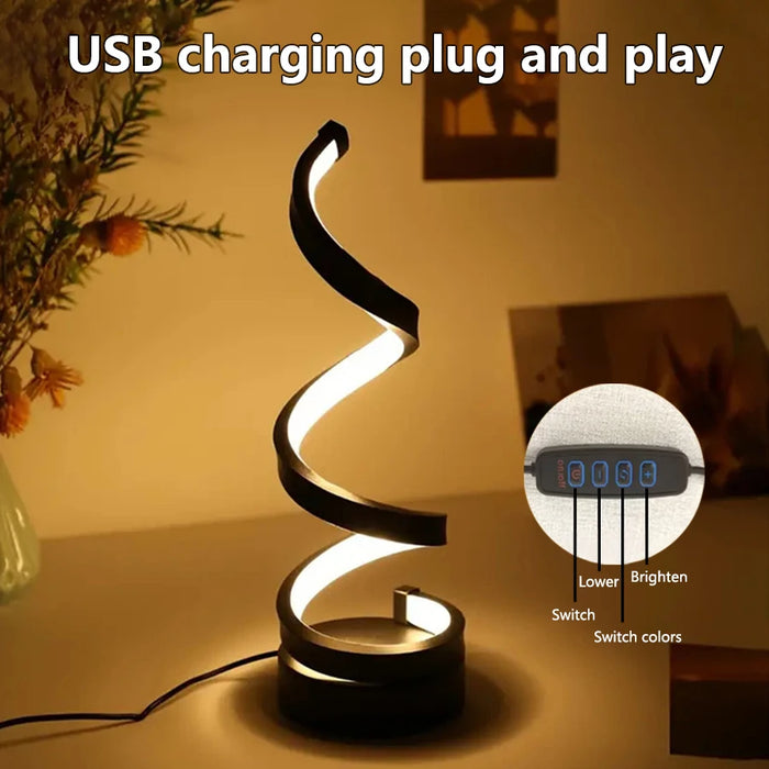 Table Lamp – Modern LED Spiral with 3-Color Dimming - Samanta Factory