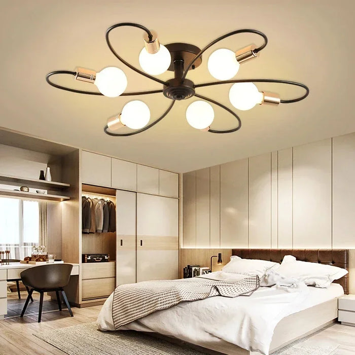 Nordic-style LED chandelier with brushed nickel finish, dimmable brightness, and remote control – ideal for living rooms and bedrooms