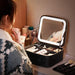 Makeup Bag with LED Mirror – 3-Color Light & Customizable Storage - Samanta Factory
