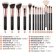 Professional 15-Piece Makeup Brush Set for Flawless Application of Powder, Cream, and Liquid with Elegant PU Leather Case in Classic Rose Gold