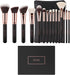 Professional 15-Piece Makeup Brush Set for Flawless Application of Powder, Cream, and Liquid with Elegant PU Leather Case in Classic Rose Gold
