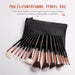 15-piece rose gold makeup brush set with travel bag