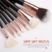 Professional 15-Piece Makeup Brush Set for Flawless Application of Powder, Cream, and Liquid with Elegant PU Leather Case in Classic Rose Gold