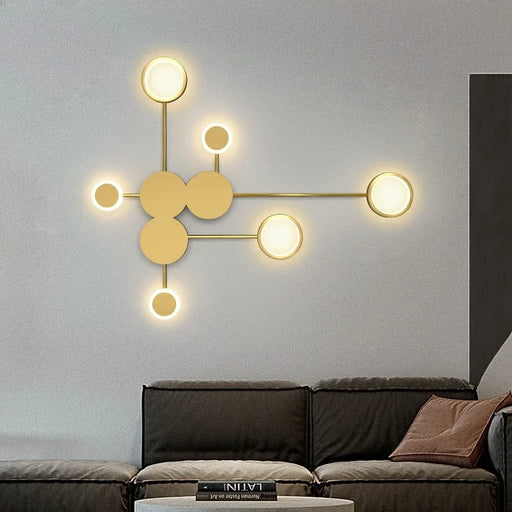 Stylish iron wall lamp mounted on bedroom wall with vintage industrial design