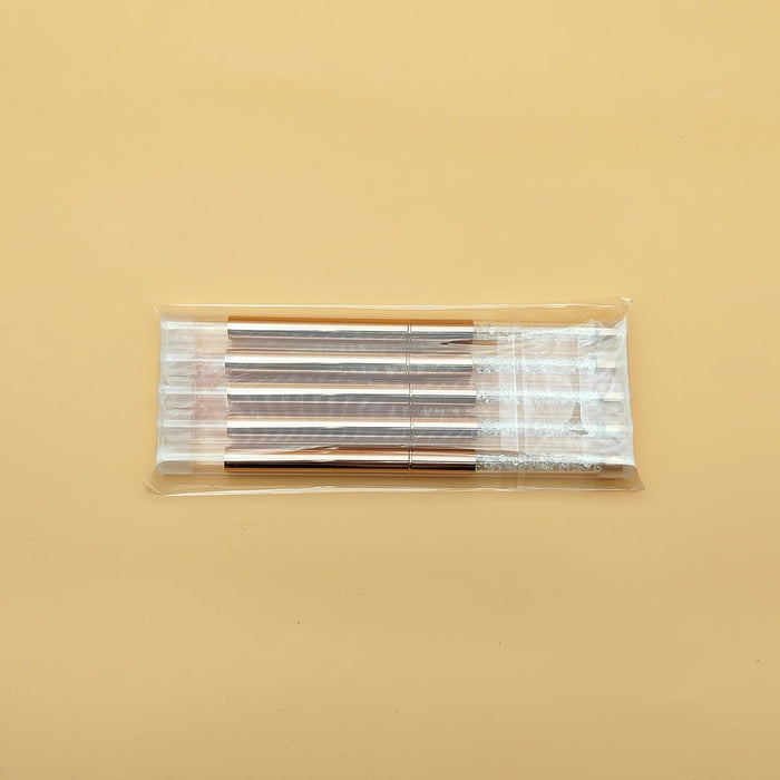 5-Piece Professional Nail Art Liner Brush Set with Protective Caps and Diamond Handles, 7/9/11/15/20mm,  Fine Detail Painting Tools for Acrylic Design in Rose Gold