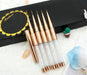 5-Piece Professional Nail Art Liner Brush Set with Protective Caps and Diamond Handles, 7/9/11/15/20mm,  Fine Detail Painting Tools for Acrylic Design in Rose Gold