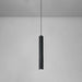 Nordic cylinder LED pendant light with black aluminum shade in modern dining room