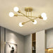 Contemporary iron ceiling light with minimalist design, installed in a modern living room interior