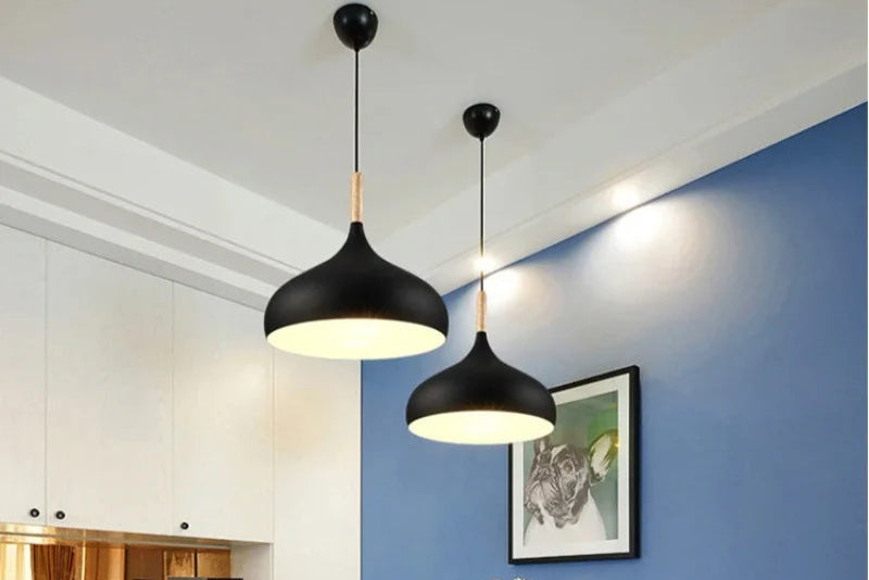Nordic wooden pendant light for modern kitchen or dining room interior