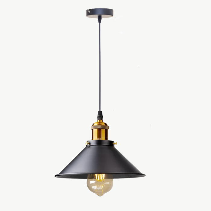 Retro LED cord pendant light in black and gold with iron finish