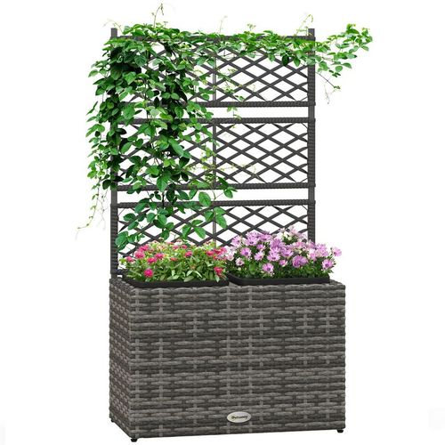 Planter Box – Rattan Design with Trellis for Vines - Samanta Factory