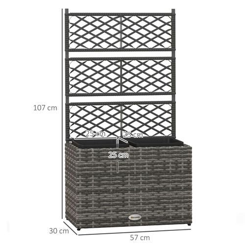 Planter Box – Rattan Design with Trellis for Vines - Samanta Factory
