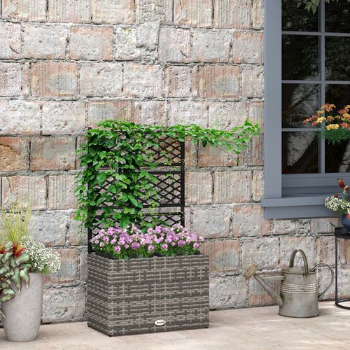 Planter Box – Rattan Design with Trellis for Vines - Samanta Factory