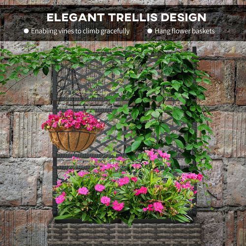 Planter Box – Rattan Design with Trellis for Vines - Samanta Factory