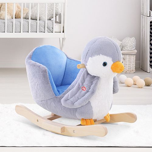 Animal Baby Rocking Horse – Plush Penguin with Musical Button - Samanta Factory