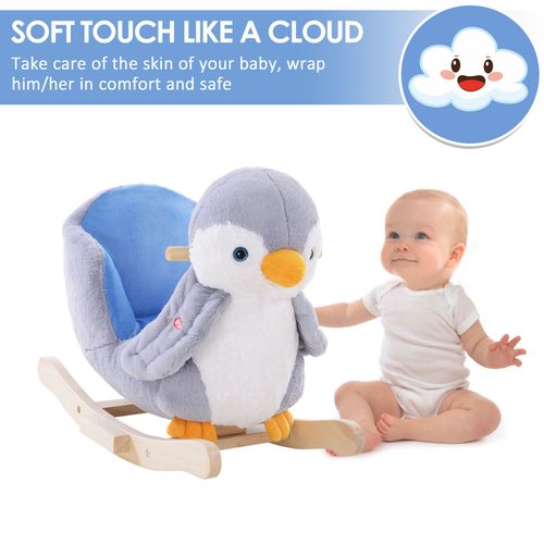 Animal Baby Rocking Horse – Plush Penguin with Musical Button - Samanta Factory