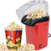 Compact hot air popcorn maker with measuring cup for oil-free popcorn at home