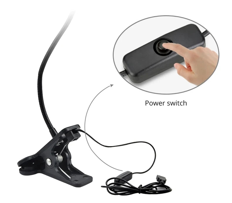 Book Light – USB LED with Flexible Clip Holder - Samanta Factory
