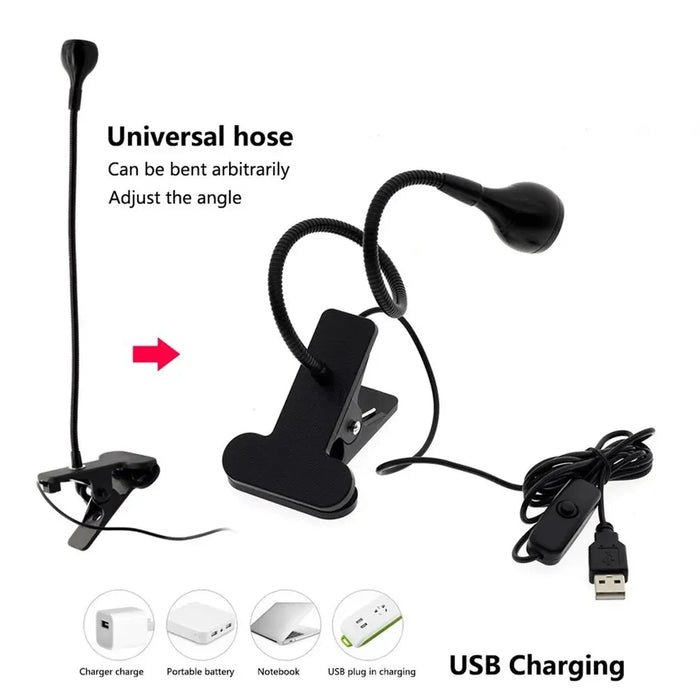 Book Light – USB LED with Flexible Clip Holder - Samanta Factory