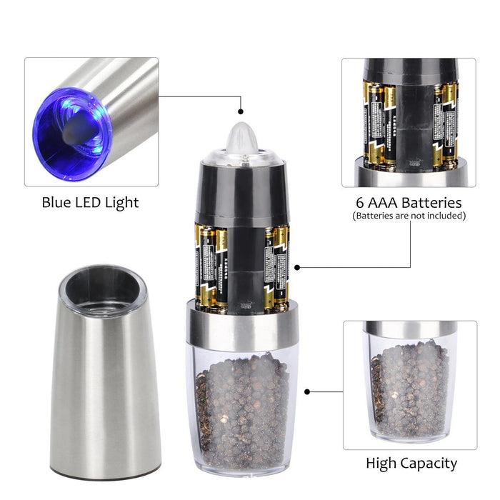 Electric Salt and Pepper Grinder – Adjustable Coarseness with LED Light - Samanta Factory