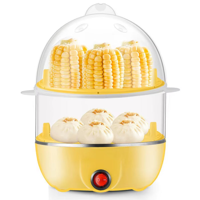 Double Layer 14 Eggs Capacity Egg Boiler Steamer Electric Egg Cooker Corn Milk Steamed Kitchen Cooking Machine