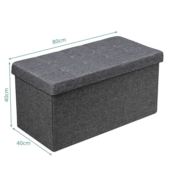 Fabric Foldable Storage Ottoman with Padded Seat for Living Room