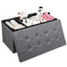 Fabric Foldable Storage Ottoman with Padded Seat for Living Room