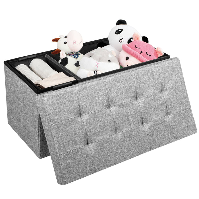Fabric Foldable Storage Ottoman with Padded Seat for Living Room