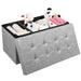 Fabric Foldable Storage Ottoman with Padded Seat for Living Room