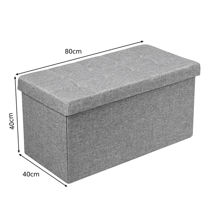 Fabric Foldable Storage Ottoman with Padded Seat for Living Room