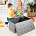 Fabric Foldable Storage Ottoman with Padded Seat for Living Room