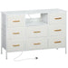 Boucle Chest of Drawers – 8 Drawer Dresser with Power Outlets - Samanta Factory