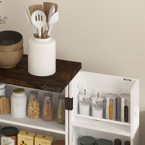 Farmhouse Storage Cabinet – Adjustable Shelves & Wood-Effect Top - Samanta Factory