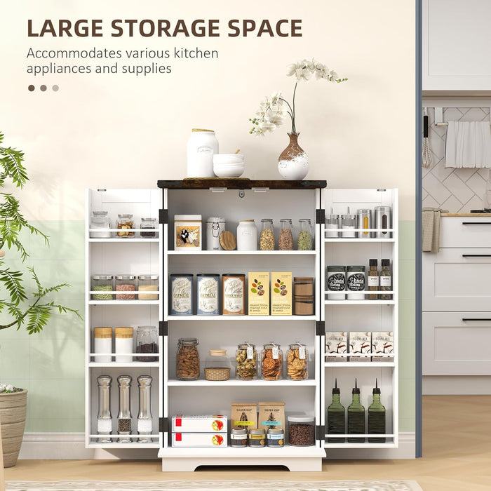 Farmhouse Storage Cabinet – Adjustable Shelves & Wood-Effect Top - Samanta Factory