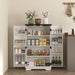 Farmhouse Storage Cabinet – Adjustable Shelves & Wood-Effect Top - Samanta Factory