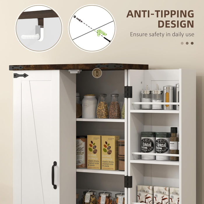 Farmhouse Storage Cabinet – Adjustable Shelves & Wood-Effect Top - Samanta Factory