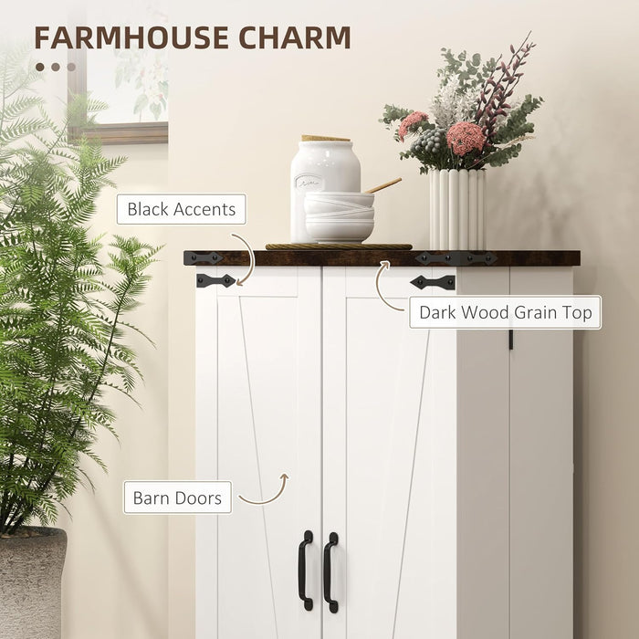 Farmhouse Storage Cabinet – Adjustable Shelves & Wood-Effect Top - Samanta Factory