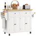 Rolling Kitchen Island Cart – Spacious Storage with Rubberwood Top - Samanta Factory