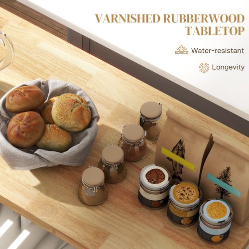 Rolling Kitchen Island Cart – Spacious Storage with Rubberwood Top - Samanta Factory