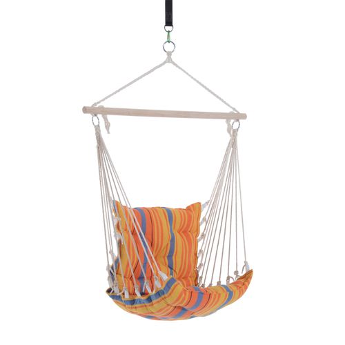 Outsunny hanging swing chair with padded seat and cotton rope design for indoor and outdoor relaxation

