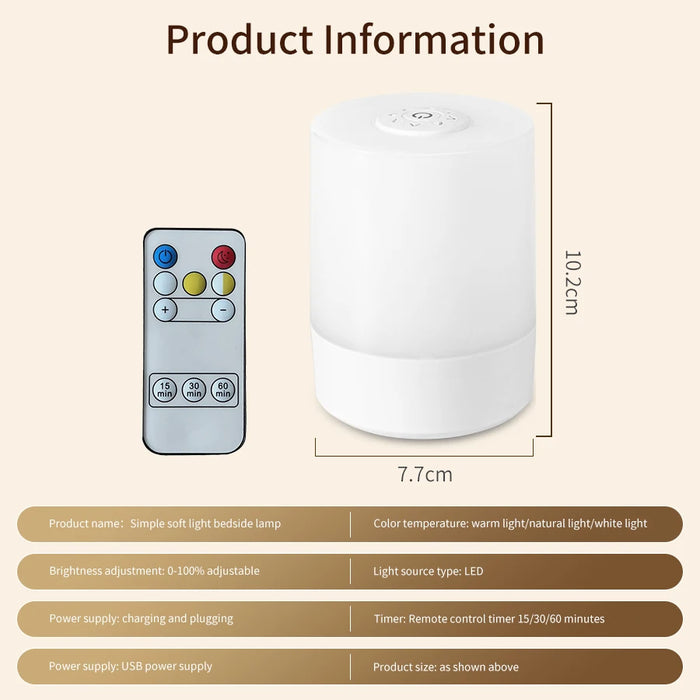 Night Lamp – Touch Control & Rechargeable LED - Samanta Factory