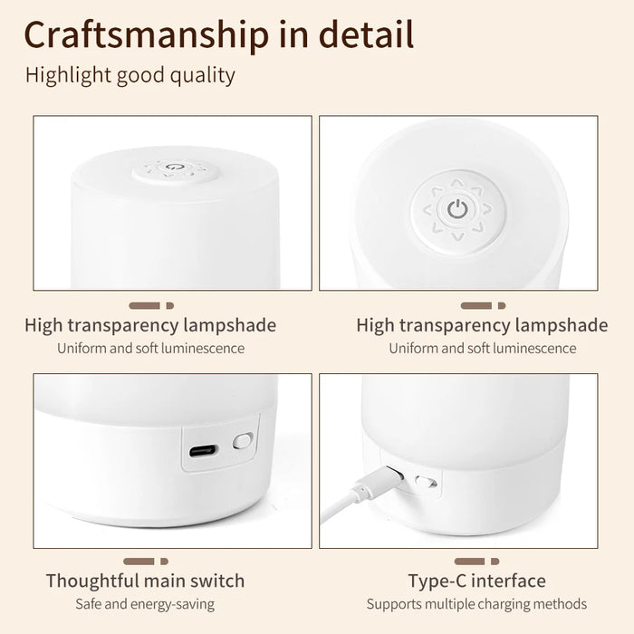 Night Lamp – Touch Control & Rechargeable LED - Samanta Factory