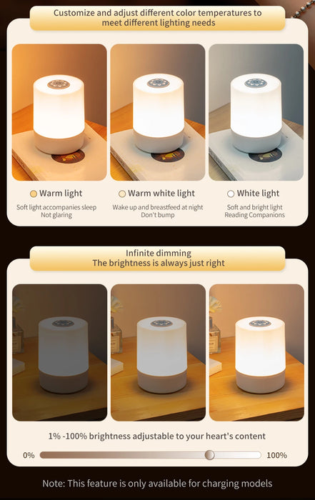 Night Lamp – Touch Control & Rechargeable LED - Samanta Factory