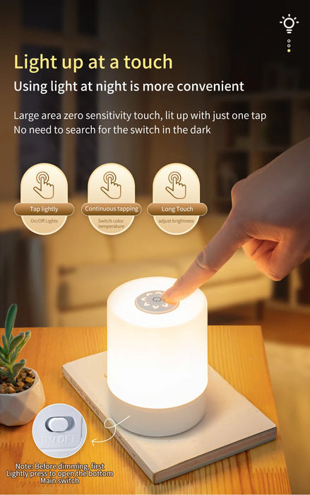 Night Lamp – Touch Control & Rechargeable LED - Samanta Factory