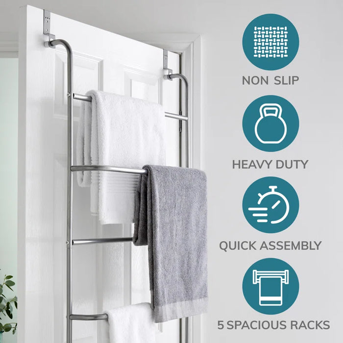 Curl Over-The-Door Towel Rack Holder Storage