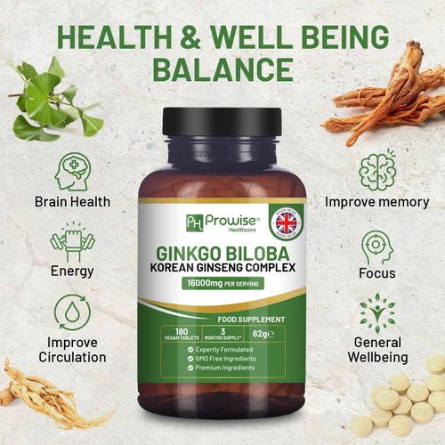 Ginkgo Biloba & Korean Ginseng Tablets – High Strength 16,000mg Formula - Samanta Factory