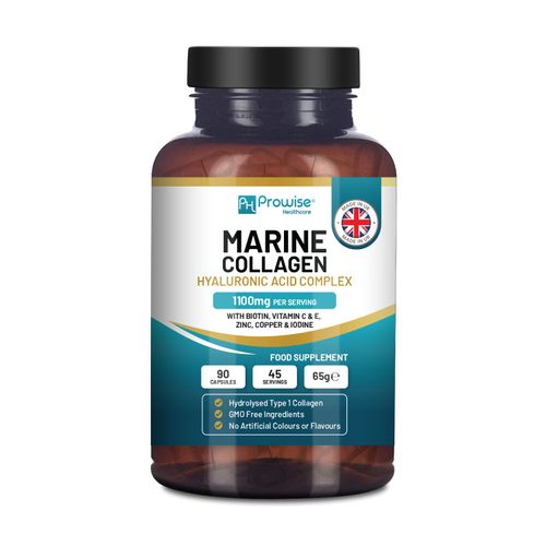 Sustainably sourced Marine Collagen Complex capsules for vibrant beauty, promoting healthy hair, skin, and nails.