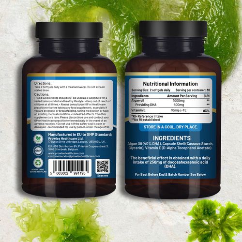 Vegan Omega-3 Supplement – Pure Algae-Derived DHA with Vitamin E - Samanta Factory
