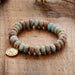 Imperial Jasper Lotus Bracelet, Natural Stone & Lotus Charm (Unisex)! 🌿🌸 - Samanta Factory